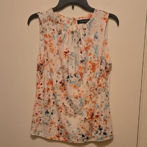 Ivanka Trump Floral Sleeveless Top - Cream and Orange Floral.
